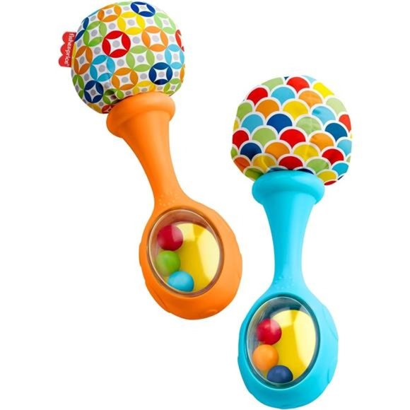 NEW - Fisher-Price Newborn Toys Maracas, Set of 2 Soft Musical Instruments - Picture 1 of 6